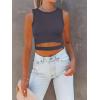 image:imageANRABESS Women Tank Tops High Neck Sleeveless Sexy Cutout Racer Back Going Out Crop Tops Shirts Summer Y2K OutfitsDark Gray