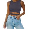 image:imageANRABESS Women Tank Tops High Neck Sleeveless Sexy Cutout Racer Back Going Out Crop Tops Shirts Summer Y2K OutfitsDark Gray