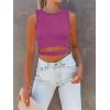image:imageANRABESS Women Tank Tops High Neck Sleeveless Sexy Cutout Racer Back Going Out Crop Tops Shirts Summer Y2K OutfitsHot Pink