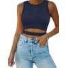image:imageANRABESS Women Tank Tops High Neck Sleeveless Sexy Cutout Racer Back Going Out Crop Tops Shirts Summer Y2K OutfitsNavy Blue