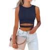 image:imageANRABESS Women Tank Tops High Neck Sleeveless Sexy Cutout Racer Back Going Out Crop Tops Shirts Summer Y2K OutfitsNavy Blue