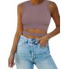 image:imageANRABESS Women Tank Tops High Neck Sleeveless Sexy Cutout Racer Back Going Out Crop Tops Shirts Summer Y2K OutfitsNutmeg