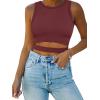 image:imageANRABESS Women Tank Tops High Neck Sleeveless Sexy Cutout Racer Back Going Out Crop Tops Shirts Summer Y2K OutfitsWine Red