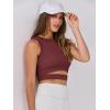 image:imageANRABESS Women Tank Tops High Neck Sleeveless Sexy Cutout Racer Back Going Out Crop Tops Shirts Summer Y2K OutfitsWine Red