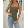 image:imageANRABESS Women Tank Tops Square Neck Sleeveless Summer Slim Fit Shirts Knit Basic Tee Undershirts 2026 Beach Vacation ClothesArmy Green