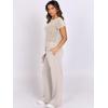 image:imageANRABESS Women Two Piece Outfits Crochet Sheer Knit Sweater Top Wide Leg Pants Lounge Matching Sets Sweatsuit Travel ClothesAprioct