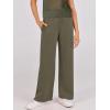 image:imageANRABESS Women Two Piece Outfits Crochet Sheer Knit Sweater Top Wide Leg Pants Lounge Matching Sets Sweatsuit Travel ClothesArmy Green