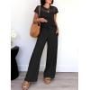image:imageANRABESS Women Two Piece Outfits Crochet Sheer Knit Sweater Top Wide Leg Pants Lounge Matching Sets Sweatsuit Travel ClothesBlack