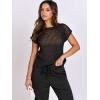 image:imageANRABESS Women Two Piece Outfits Crochet Sheer Knit Sweater Top Wide Leg Pants Lounge Matching Sets Sweatsuit Travel ClothesBlack