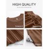 image:imageANRABESS Women Two Piece Outfits Crochet Sheer Knit Sweater Top Wide Leg Pants Lounge Matching Sets Sweatsuit Travel ClothesBrown