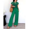 image:imageANRABESS Women Two Piece Outfits Crochet Sheer Knit Sweater Top Wide Leg Pants Lounge Matching Sets Sweatsuit Travel ClothesGreen