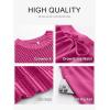 image:imageANRABESS Women Two Piece Outfits Crochet Sheer Knit Sweater Top Wide Leg Pants Lounge Matching Sets Sweatsuit Travel ClothesHot Pink