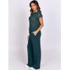image:imageANRABESS Women Two Piece Outfits Crochet Sheer Knit Sweater Top Wide Leg Pants Lounge Matching Sets Sweatsuit Travel ClothesLake