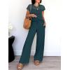 image:imageANRABESS Women Two Piece Outfits Crochet Sheer Knit Sweater Top Wide Leg Pants Lounge Matching Sets Sweatsuit Travel ClothesLake