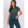 image:imageANRABESS Women Two Piece Outfits Crochet Sheer Knit Sweater Top Wide Leg Pants Lounge Matching Sets Sweatsuit Travel ClothesLake