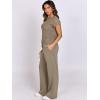 image:imageANRABESS Women Two Piece Outfits Crochet Sheer Knit Sweater Top Wide Leg Pants Lounge Matching Sets Sweatsuit Travel ClothesLight Brown