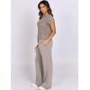 image:imageANRABESS Women Two Piece Outfits Crochet Sheer Knit Sweater Top Wide Leg Pants Lounge Matching Sets Sweatsuit Travel ClothesLight Khaki