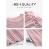 image:imageANRABESS Women Two Piece Outfits Crochet Sheer Knit Sweater Top Wide Leg Pants Lounge Matching Sets Sweatsuit Travel ClothesLight Pink