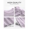 image:imageANRABESS Women Two Piece Outfits Crochet Sheer Knit Sweater Top Wide Leg Pants Lounge Matching Sets Sweatsuit Travel ClothesLight Purple