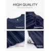image:imageANRABESS Women Two Piece Outfits Crochet Sheer Knit Sweater Top Wide Leg Pants Lounge Matching Sets Sweatsuit Travel ClothesNavy Blue