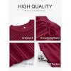 image:imageANRABESS Women Two Piece Outfits Crochet Sheer Knit Sweater Top Wide Leg Pants Lounge Matching Sets Sweatsuit Travel ClothesWine Red