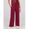 image:imageANRABESS Women Two Piece Outfits Crochet Sheer Knit Sweater Top Wide Leg Pants Lounge Matching Sets Sweatsuit Travel ClothesWine Red