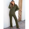 image:imageANRABESS Women Two Piece Outfits Sweater Sets Lounge Waffle Knit Pullover Matching Wide Leg Pants Tracksuit 2025 Fall FashionArmy Green