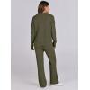 image:imageANRABESS Women Two Piece Outfits Sweater Sets Lounge Waffle Knit Pullover Matching Wide Leg Pants Tracksuit 2025 Fall FashionArmy Green
