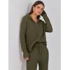 image:imageANRABESS Women Two Piece Outfits Sweater Sets Lounge Waffle Knit Pullover Matching Wide Leg Pants Tracksuit 2025 Fall FashionArmy Green