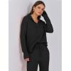 image:imageANRABESS Women Two Piece Outfits Sweater Sets Lounge Waffle Knit Pullover Matching Wide Leg Pants Tracksuit 2025 Fall FashionBlack