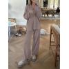 image:imageANRABESS Women Two Piece Outfits Sweater Sets Lounge Waffle Knit Pullover Matching Wide Leg Pants Tracksuit 2025 Fall FashionCamel