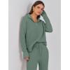 image:imageANRABESS Women Two Piece Outfits Sweater Sets Lounge Waffle Knit Pullover Matching Wide Leg Pants Tracksuit 2025 Fall FashionGreen