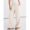 image:imageANRABESS Women Wide Leg Palazzo Pants 2026 Summer Casual Loose Elastic High Waisted Flowy Lounge Beach Trousers Work OutfitsBeige