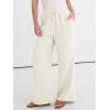 image:imageANRABESS Women Wide Leg Palazzo Pants 2026 Summer Casual Loose Elastic High Waisted Flowy Lounge Beach Trousers Work OutfitsWhite Cream