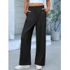 image:imageANRABESS Women Wide Leg Pants Stretchy Work Dress Pants Waffle Knit Business Casual Pull on Palazzo Slacks Trousers OutfitsBlack