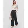 image:imageANRABESS Women Wide Leg Pants Stretchy Work Dress Pants Waffle Knit Business Casual Pull on Palazzo Slacks Trousers OutfitsBlack