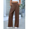 image:imageANRABESS Women Wide Leg Pants Stretchy Work Dress Pants Waffle Knit Business Casual Pull on Palazzo Slacks Trousers OutfitsBrown