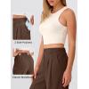 image:imageANRABESS Women Wide Leg Pants Stretchy Work Dress Pants Waffle Knit Business Casual Pull on Palazzo Slacks Trousers OutfitsBrown