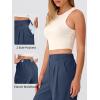 image:imageANRABESS Women Wide Leg Pants Stretchy Work Dress Pants Waffle Knit Business Casual Pull on Palazzo Slacks Trousers OutfitsNavy Blue