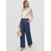 image:imageANRABESS Women Wide Leg Pants Stretchy Work Dress Pants Waffle Knit Business Casual Pull on Palazzo Slacks Trousers OutfitsNavy Blue