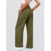 image:imageANRABESS Women Wide Leg Pants Stretchy Work Dress Pants Waffle Knit Business Casual Pull on Palazzo Slacks Trousers OutfitsOlive Green