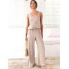image:imageANRABESS Womens 2 Piece Outfits Linen Pants Jumpsuit Matching Lounge Set Casual Summer Beach Vacation Trendy ClothesApricot