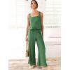 image:imageANRABESS Womens 2 Piece Outfits Linen Pants Jumpsuit Matching Lounge Set Casual Summer Beach Vacation Trendy ClothesGrass
