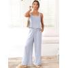 image:imageANRABESS Womens 2 Piece Outfits Linen Pants Jumpsuit Matching Lounge Set Casual Summer Beach Vacation Trendy ClothesLight Blue