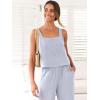 image:imageANRABESS Womens 2 Piece Outfits Linen Pants Jumpsuit Matching Lounge Set Casual Summer Beach Vacation Trendy ClothesLight Blue