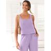 image:imageANRABESS Womens 2 Piece Outfits Linen Pants Jumpsuit Matching Lounge Set Casual Summer Beach Vacation Trendy ClothesPurple