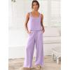 image:imageANRABESS Womens 2 Piece Outfits Linen Pants Jumpsuit Matching Lounge Set Casual Summer Beach Vacation Trendy ClothesPurple