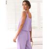 image:imageANRABESS Womens 2 Piece Outfits Linen Pants Jumpsuit Matching Lounge Set Casual Summer Beach Vacation Trendy ClothesPurple