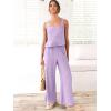 image:imageANRABESS Womens 2 Piece Outfits Linen Pants Jumpsuit Matching Lounge Set Casual Summer Beach Vacation Trendy ClothesPurple