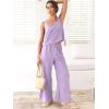 image:imageANRABESS Womens 2 Piece Outfits Linen Pants Jumpsuit Matching Lounge Set Casual Summer Beach Vacation Trendy ClothesPurple